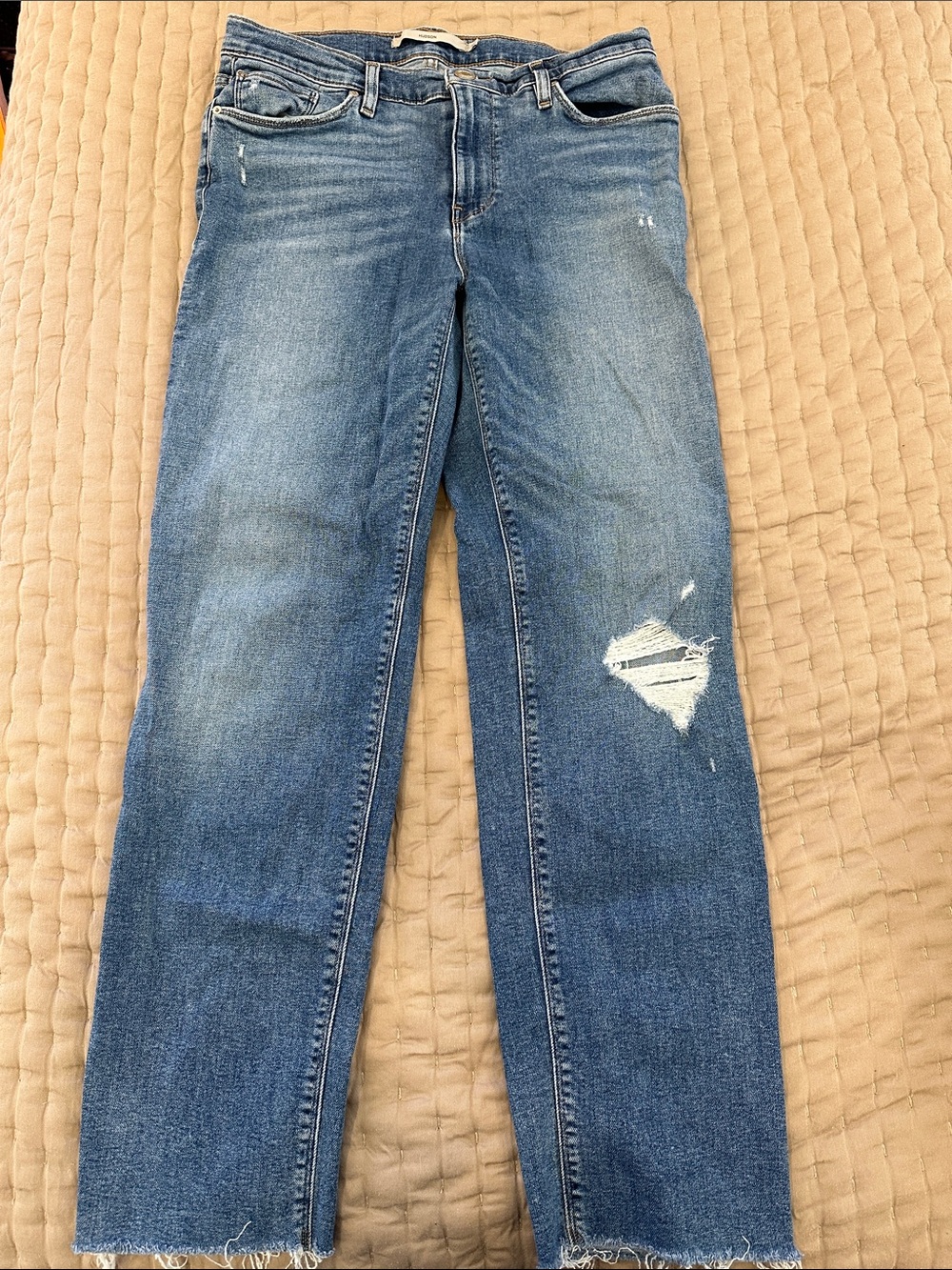 Hudson Jeans NICO Straight Leg Distressed Blue Denim